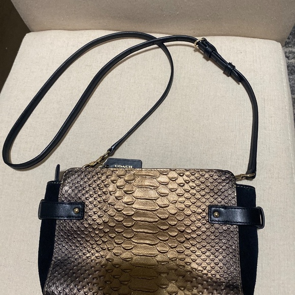 COACH vintage darling crossbody with sparkles leather womens purse bag gold blk - Picture 13 of 17